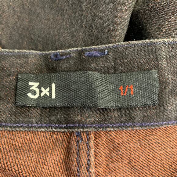 3 X 1 Size 34 Black Orange Heather Cotton Straight Selvedge Jeans - Picture 6 of 9